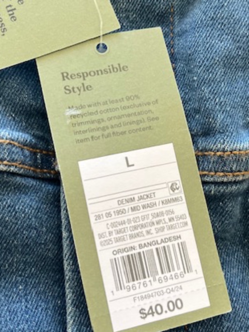 Men's Denim Jacket - Goodfellow & Co™ Mid Wash size L NWT - Picture 6 of 7
